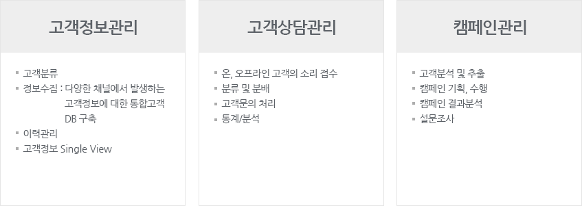 고객정보관리/고객상담관리/캠페인관리